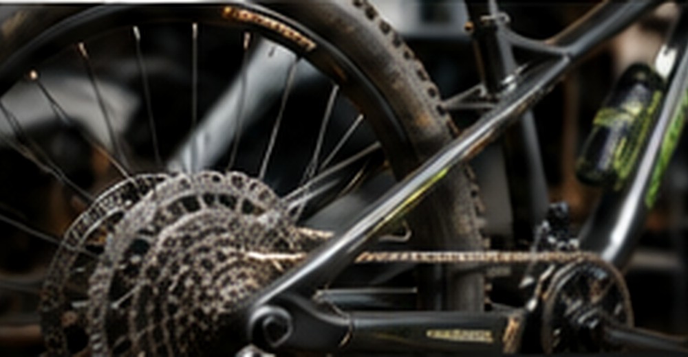 Detaljbild av mountainbike och drivlina